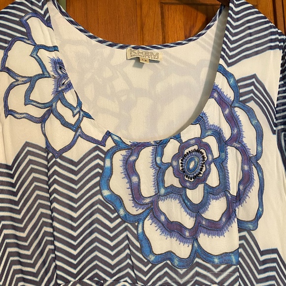 RARE Anthropologie Utpala Maxi Dress in Blue/White size 12 - Picture 14 of 15